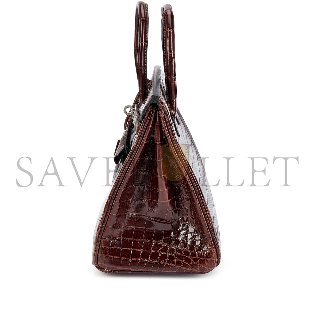 H**mes master birkin 30 crocodile leather bordeaux red silver buckle h041367ck9o (30*22*16cm)